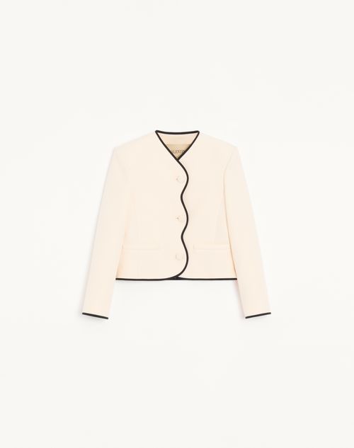 Valentino - Crepe Couture Jacket - Vanilla/black - Woman - Jackets And Blazers