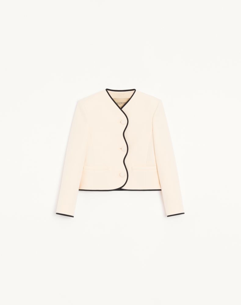 Valentino Women's Vanilla/Black Crepe Couture Jacket Woman 38