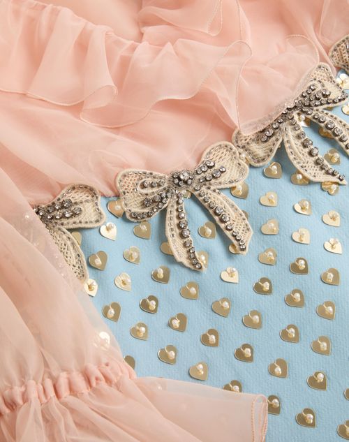 Valentino - Embroidered Crepe Couture Short Dress - Rose Mist/pastel Grey - Woman - Dresses