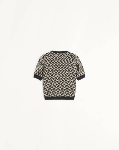 Valentino - Toute La V Jacquard Wool Sweater - Cream/black - Woman - Knitwear