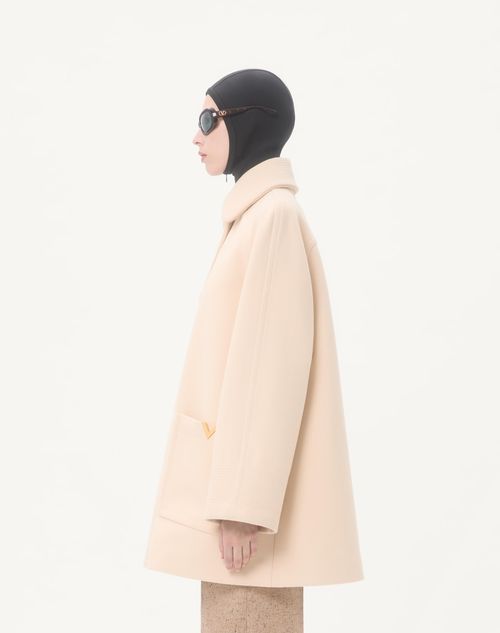 Valentino - Wool Drap Peacoat - Birch - Woman - Coats And Outerwear