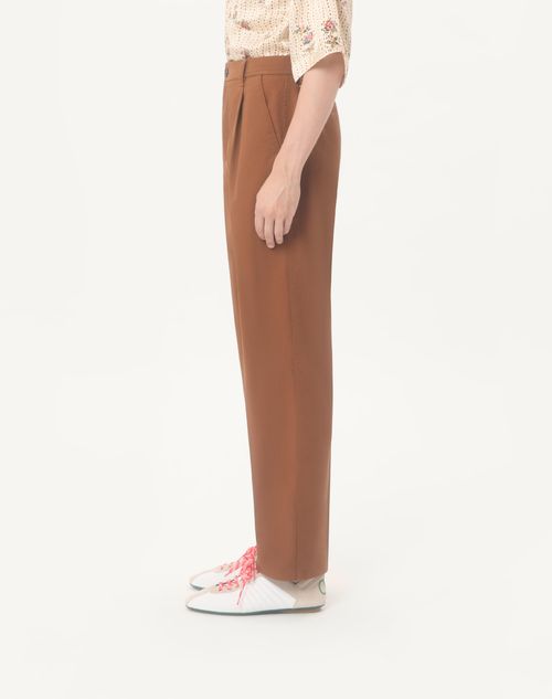 Valentino - Valentino Trousers In Cotton Gabardine - Chocolate - Man - Trousers And Shorts