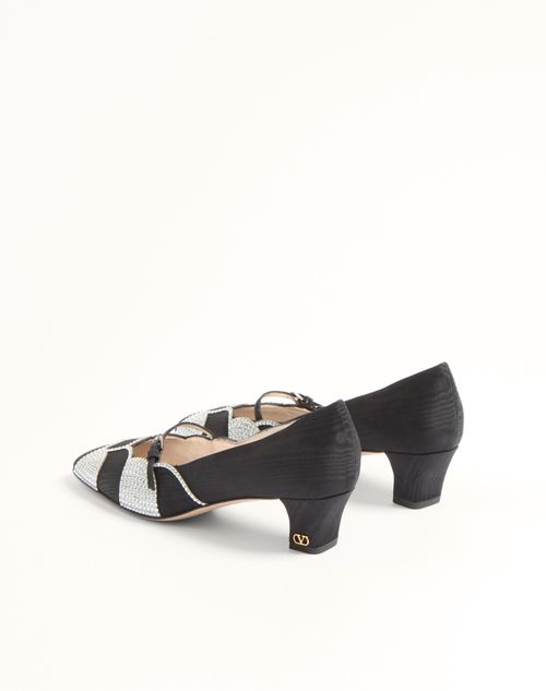 Valentino Garavani - Bowow Pumps In Moirè Fabric With Crystals 45mm - Black/silver - Woman - Pumps