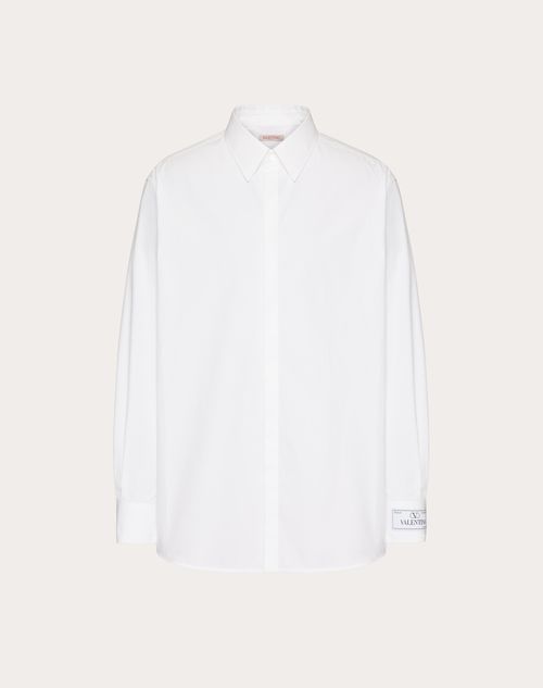 Shop Valentino Long Sleeve Cotton Shirt With Maison Tailoring Label In White