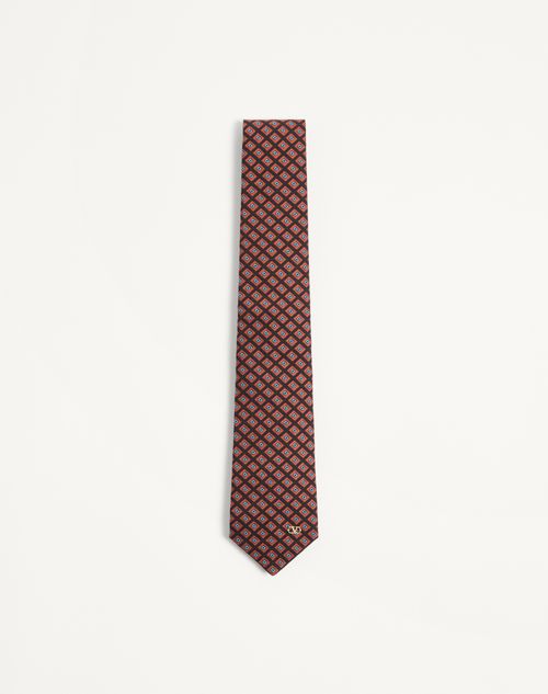 Valentino Garavani Valentie Cotton Jacquard Tie With Chamber Pattern And Vlogo Signature Detail Man Black/orange Onesize