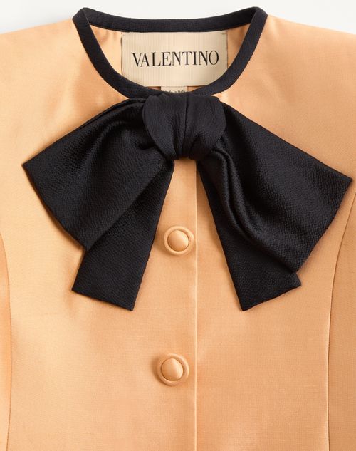 Valentino - Caban In Shantung - Melone/nero - Donna - Giacche E Caban