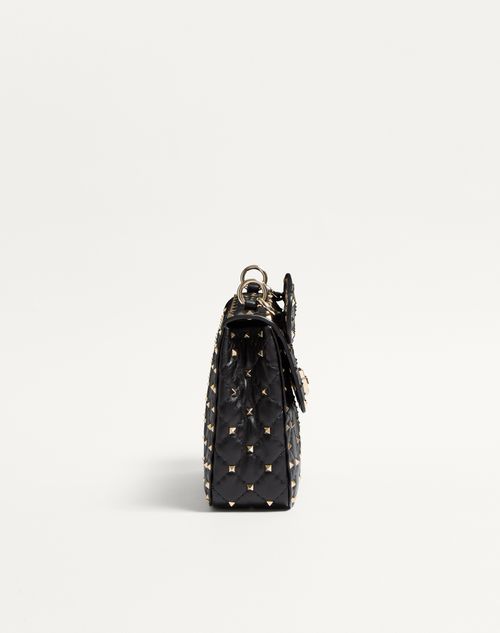 Valentino Garavani - Medium Nappa Rockstud Spike Bag - Black - Woman - Shoulder Bags
