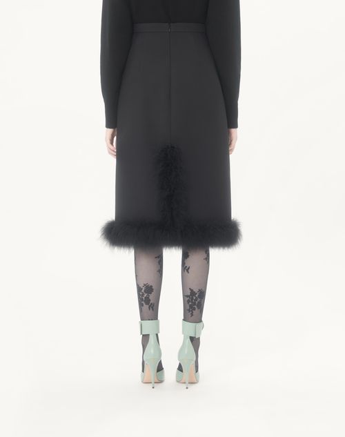 Valentino - Falda De Crepe Couture Con Plumas - Negro - Mujer - Faldas