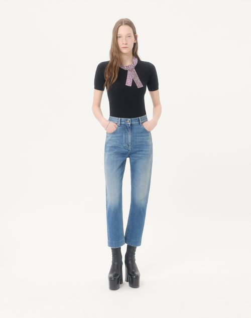 Valentino - エンブロイダリー ウール ニットプル - ブラック - ウィメンズ - ニット