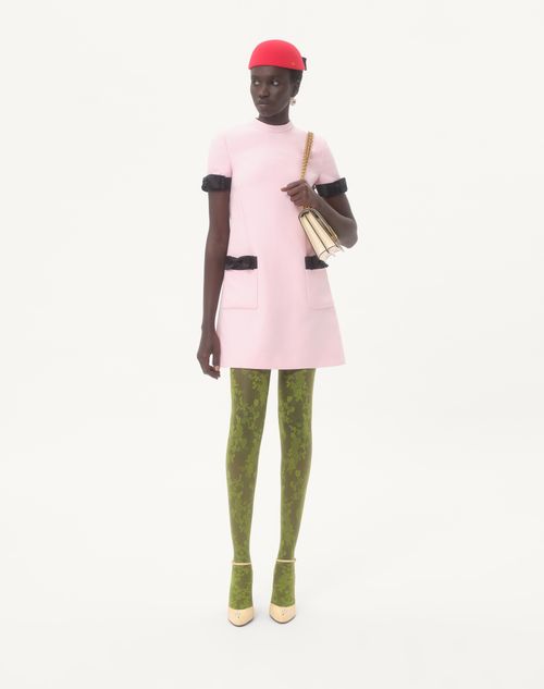 Valentino - Vestido Corto De Crepe Couture - Taffy/negro - Mujer - Vestidos