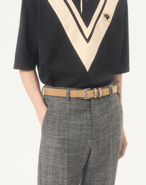 Valentino Garavani - Valentino Garavani Flaneuse Suede Belt 30 Mm - Havana Beige - Man - Belts