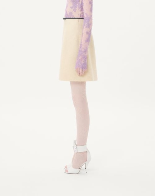 Valentino - Plain Wool Tweed Skirt - Almond/black - Woman - Skirts