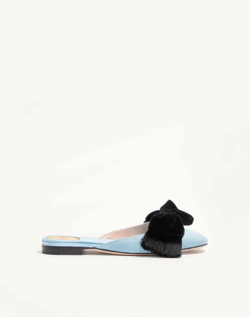 Valentino Garavani - Reinette Satin Mule - Azure - Woman - Ballerinas