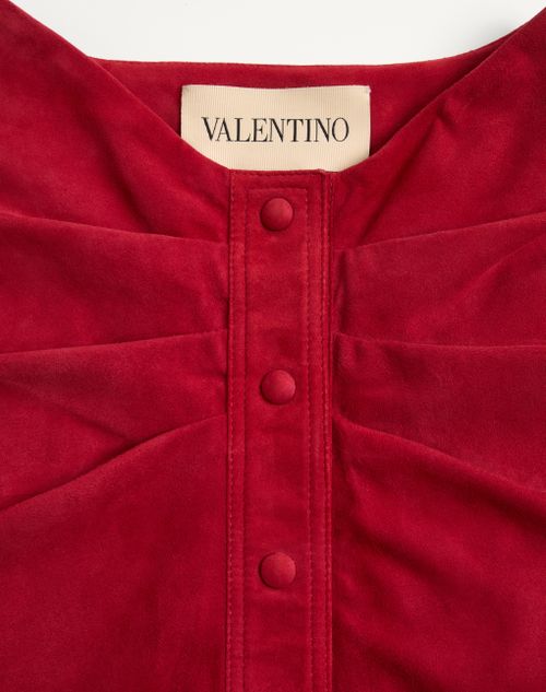 Valentino - Suede Skirt - Cherry Red - Woman - Skirts