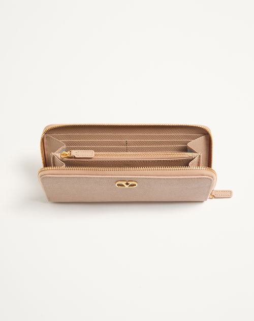 Valentino Garavani - Vlogo Signature Zip Wallet In Grainy Calfskin - Pink - Woman - Wallets And Small Leather Goods
