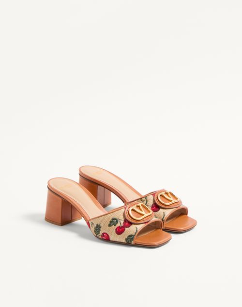 Valentino Garavani - Vlogo Signature Cherryfic Slide Sandal 60mm - Natural/red - Woman - Sandals