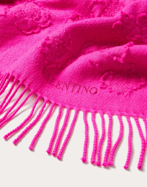 Valentino Garavani - 3d Flowers Wool Blend Poncho - Pink Pp - Woman - Soft Accessories