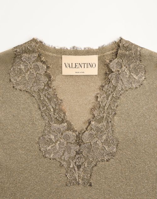 Valentino - Lurex Jumper With Lace - Gold - Woman - Knitwear