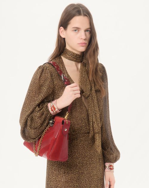 Valentino - Creponne Lamé Dress With Embroidered Fauve Eclat Print - Animal Print - Woman - Dresses