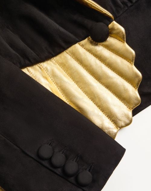 Valentino - Suede Leather Jacket - Black/gold - Woman - Jackets And Blazers
