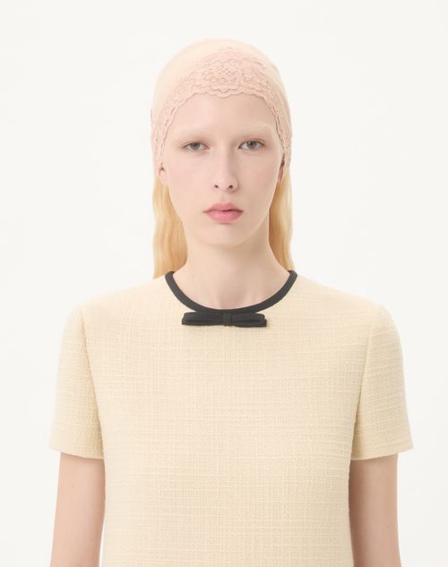 Valentino - Short Dress In Plain Wool Tweed - Almond/black - Woman - Dresses