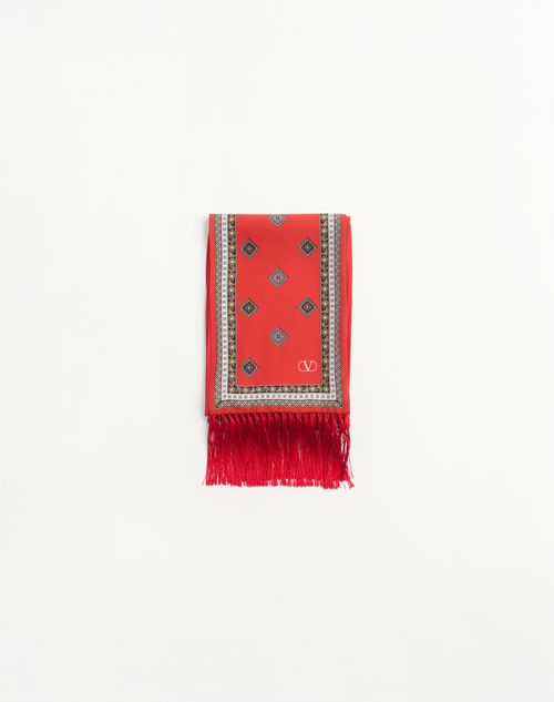 Valentino Garavani - Chamber Silk Bandeau Scarf With Fringe - Orange/white/beige/cream - Man - Soft Accessories