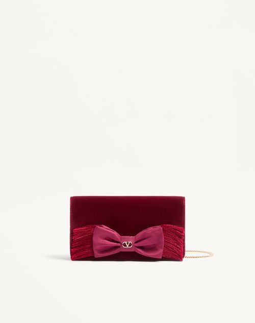 Valentino Garavani Vlogo Signature Mini Velvet Shoulder Bag Woman Maroon Onesize