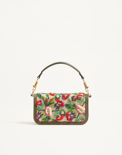 Valentino Garavani - Valentino Garavani Locò Kleine Bestickte Schultertasche Mit Schmucklogo - Natur/mehrfarbig - Frau - Schultertaschen