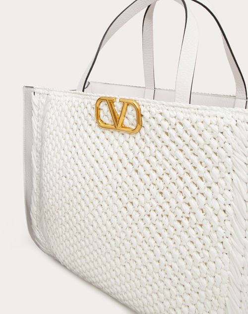 Valentino Garavani - Vロゴ シグネチャー ラフィア ハンドバッグ - ウィメンズ - トート