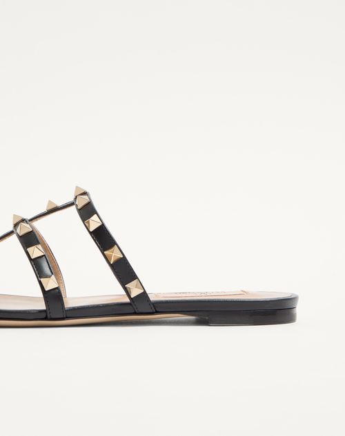Valentino Garavani - Rockstud Flat Slide Sandal - Black - Woman - Shoes