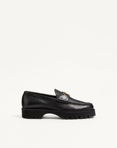 Valentino Garavani Mocassins Vlogo Signature En Cuir De Buffle Homme Noir 41.5