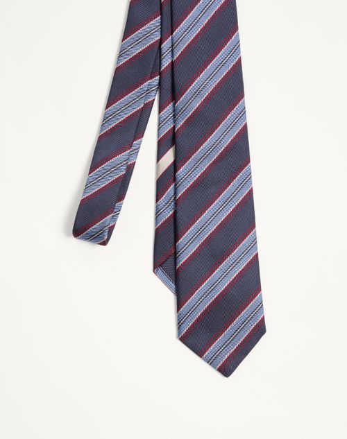 Valentino Garavani - Valentie Jacquard Regimental Silk Tie - Blue/red/azure - Man - Soft Accessories