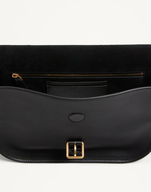 Valentino Garavani - Valentino Garavani Antibes Calfskin Shoulder Bag - Black - Man - Shoulder Bags