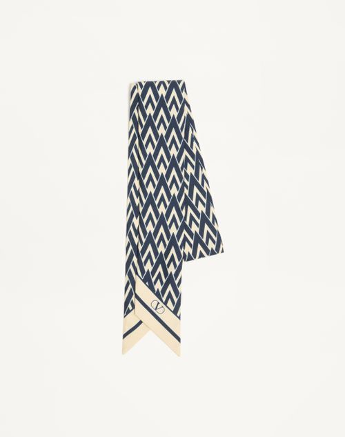 Valentino Garavani Toute La V Silk Bandeau Scarf Woman Navy/ivory Onesize