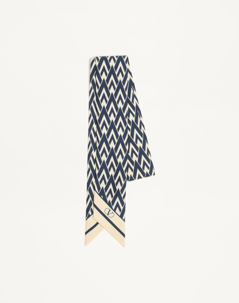 Valentino Garavani Women's Navy/Ivory Toute La V Silk Bandeau Scarf Woman Uni