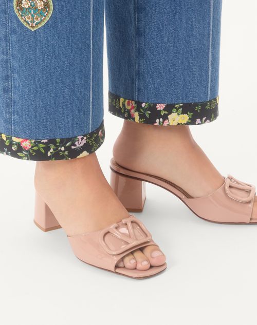 Valentino Garavani - Sandalo Slide Vlogo Signature In Vernice 60mm - Rose Cannelle - Donna - Sandali