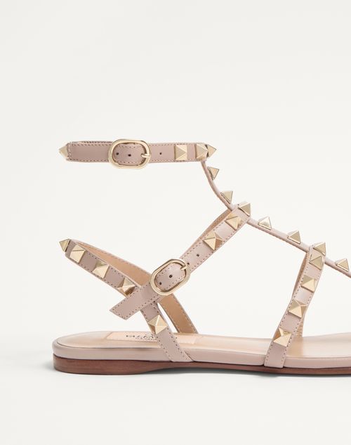 Valentino Garavani - Rockstud Flat Calfskin Sandal With Straps - Skin - Woman - Sandals