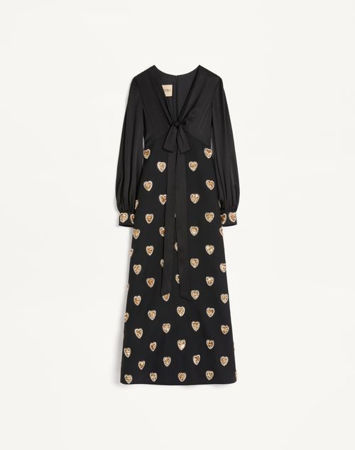 Valentino - Embroidered Crepe Couture Long Dress - Black/gold/silver - Woman - Gowns