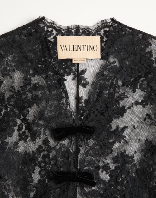 Valentino - Lace Shirt With Bows - Black - Woman - Shirts And Tops