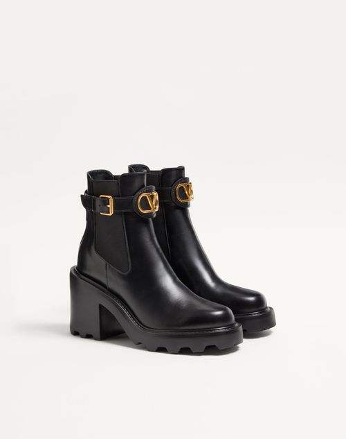 Valentino Garavani - Vlogo Signature Calfskin Beatle 90mm - Black - Woman - Boots