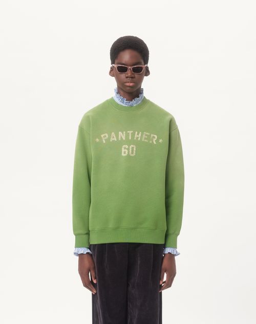 Valentino - Cotton Sweatshirt With Chez Valentino Print And Embroidery - Laurel - Man - Tshirts And Sweatshirts