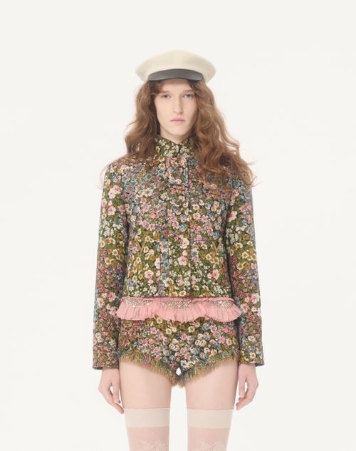 Valentino - Caban In Gobelin Apres L'hiver Fiorellini - Black/multicolour - Woman - Jackets And Blazers