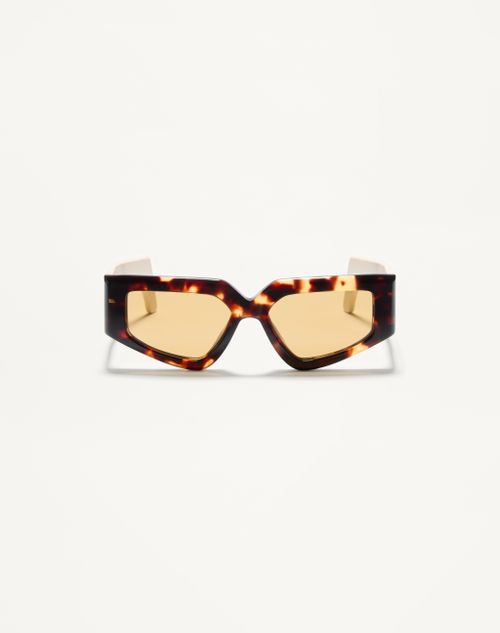 Valentino - Geometric Acetate Eyewear - Ivory/black/brown - Woman - Eyewear