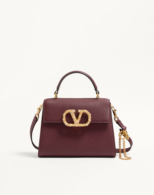 Valentino Garavani Valentino Garavani Vsling Small Handbag In Grainy Calfskin With Jewel Logo Woman Rosewood Onesize