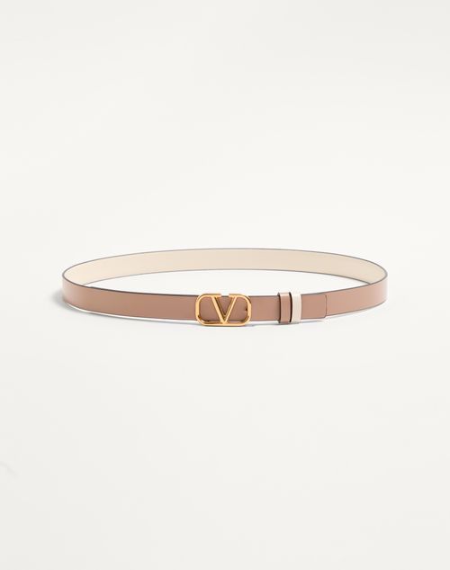 Valentino Garavani - Cinturón Reversible Vlogo Signature De Piel De Becerro Brillante De 20&nbsp;mm - Marfil Claro/rosa Canela - Mujer - Accesorios
