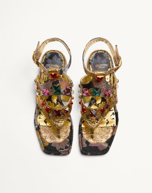 Valentino Garavani - Preshoes Sandal In Apres L'hiver Jacquard Fabric With Crystals 20mm - Multicolor - Woman - Sandals