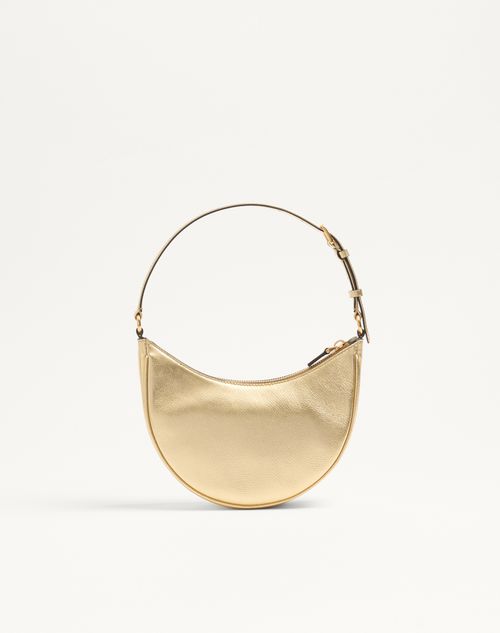 Valentino Garavani - Vlogo Signature Mini Hobo Bag In Laminated Grainy Calfskin - Antique Brass - Woman - Shoulder Bags