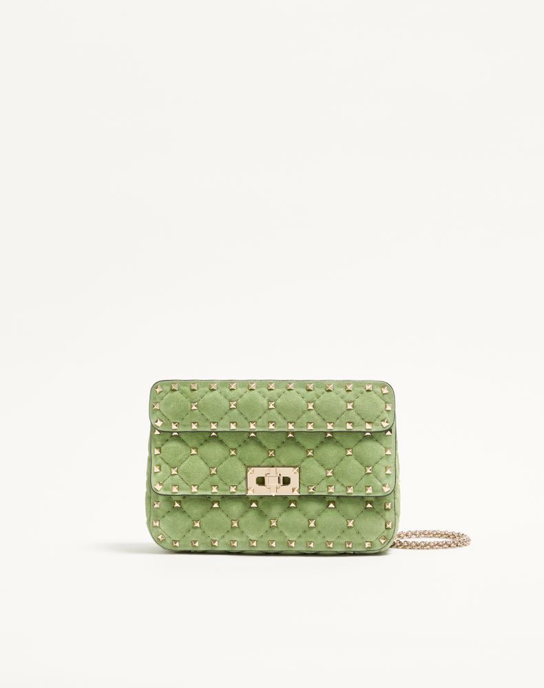 Valentino Garavani Women's Mint Rockstud Spike Small Suede Bag Woman Uni