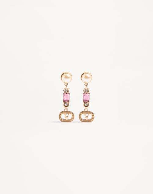 Valentino Garavani Ovalette Earrings In Metal, Pearl And Swarovski Crystals Woman Gold Onesize