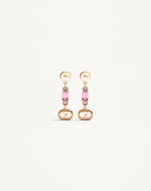 Valentino Garavani Ovalette Earrings In Metal, Pearl And Swarovski® Crystals Woman Gold Uni